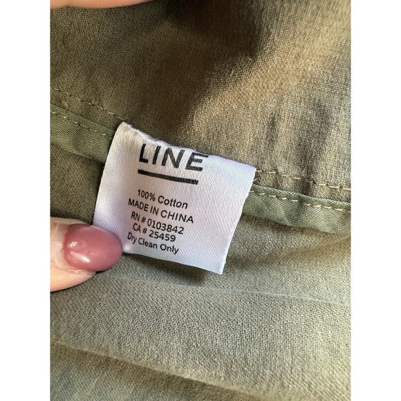 Line the Label Olive Green Utility Jacket Belted Button Down Size Small - Picture 13 of 15